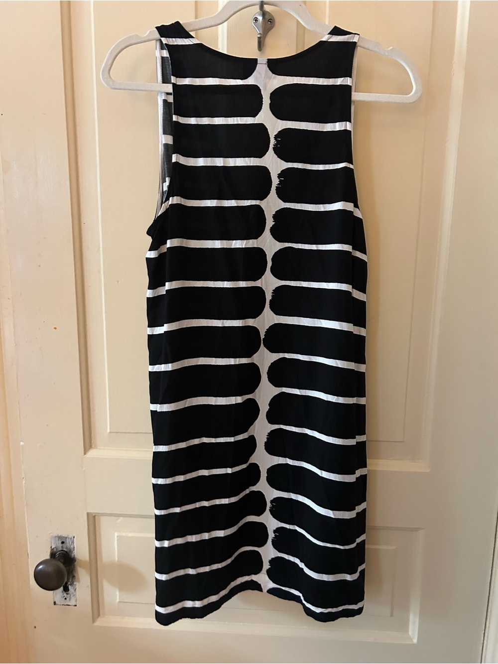 Marimekko Sleeveless Black & White Striped Shift sundress Dress m
